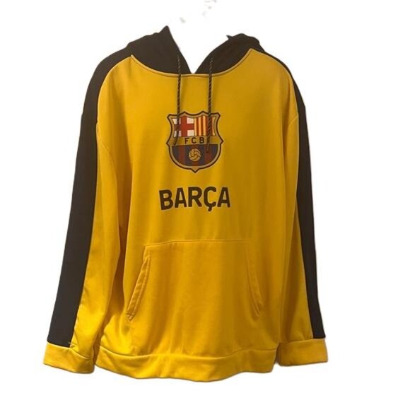 Barça FC Barcelona Messi Ronaldinho Yellow and Blue Men's Hoodie, XL - Picture 1 of 6